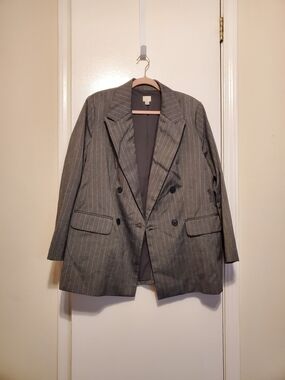 a new day Gray Pinstripe Double-Breasted Blazer